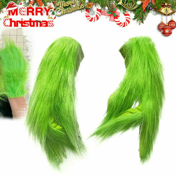 NUOBESTY 1 Pair Grinch Cosplay Green Glove Christmas Cosplay Accessories Grinch Costume Gloves Xmas Holiday Party Supplies